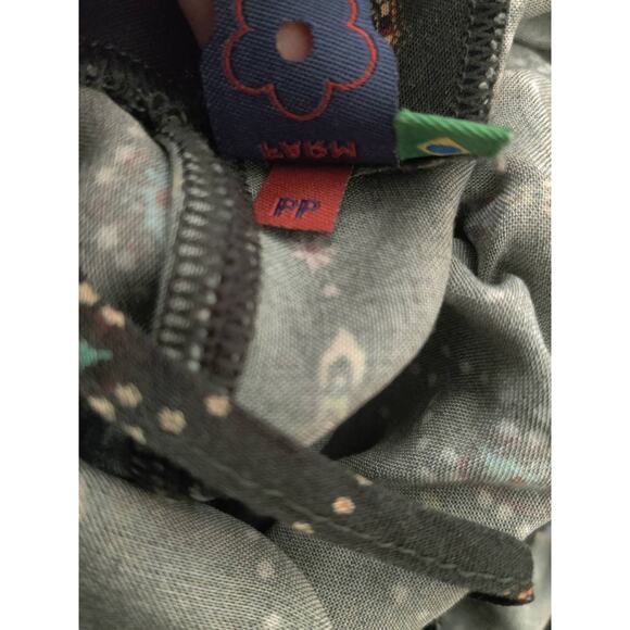 Farm Rio Green Rayon Cut Out Neck & Back Bell Sleeve Mini Swing Dress PP - Picture 9 of 9